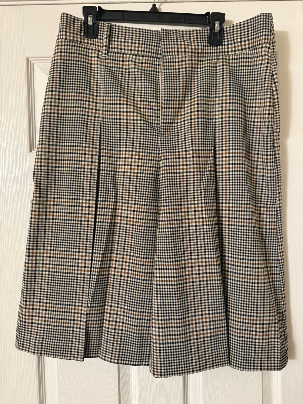 INC International Concepts Black & Tan Plaid A-Line Skirt
